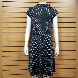 Retrolicious Short Sleeve Black And White Polka Dot Dress Size Large